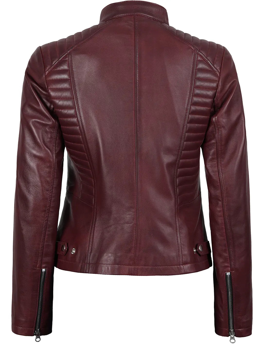 The "Maroon Essence" Quilted Biker Jacket.