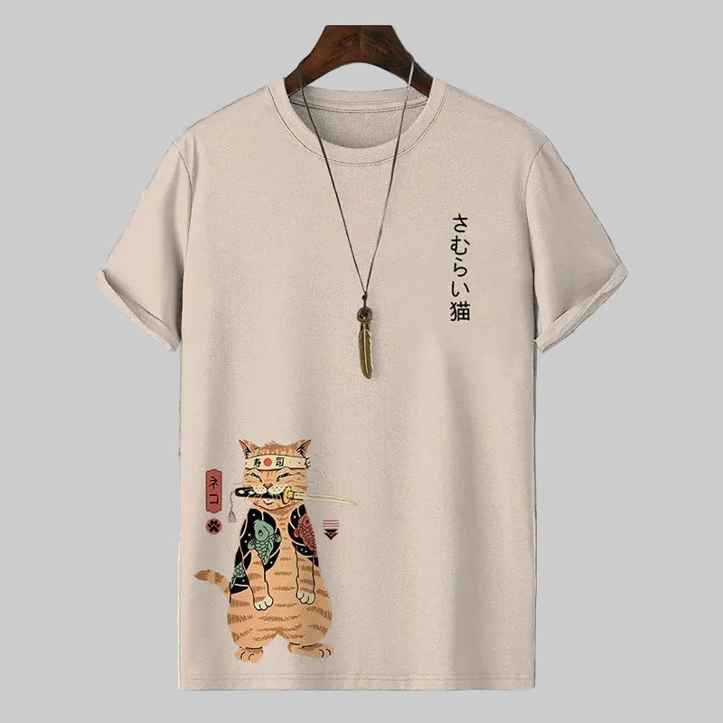Gulposh Neko-Samurai Japanese Graphic Tee
