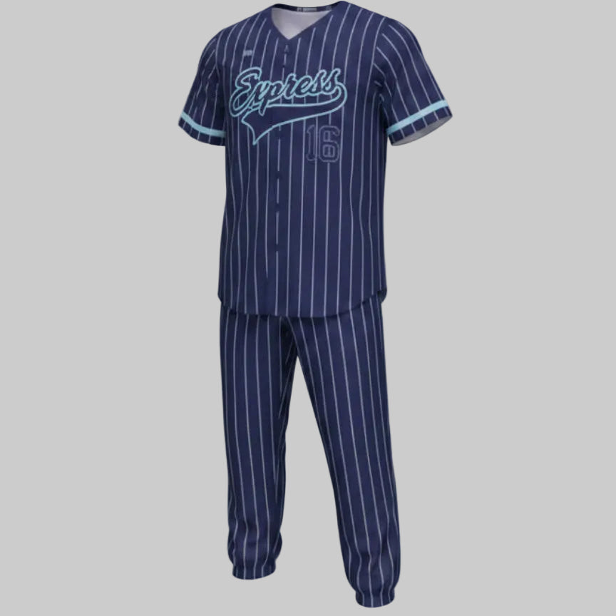 Professional Custom Pinstripe Baseball Uniform Set (V-Neck Jersey & Matching Pants)