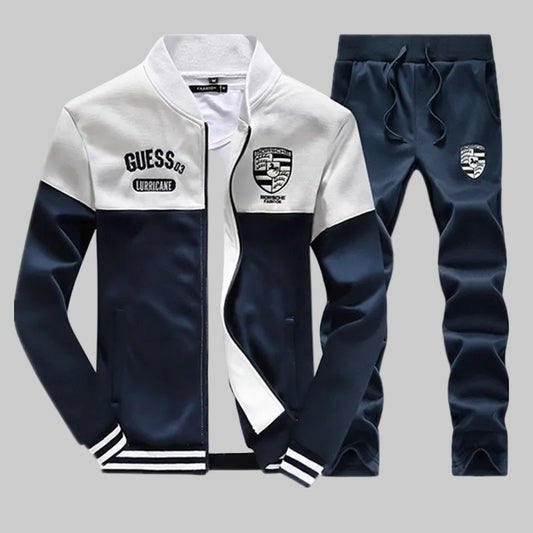 Men's Navy & White Zipper Tracksuit