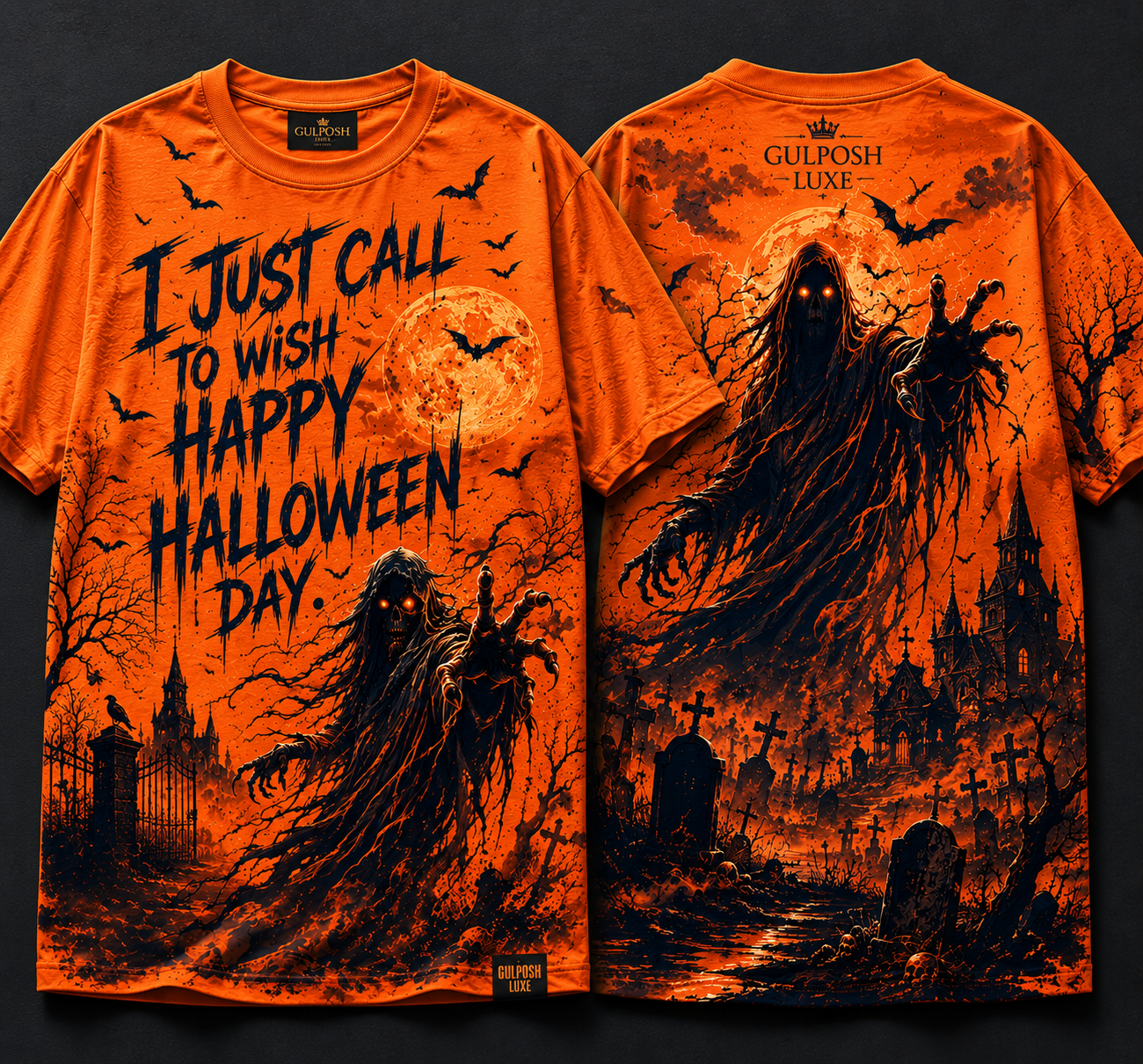 Gulposh Luxe Phantom Graveyard Halloween Polyester Tee