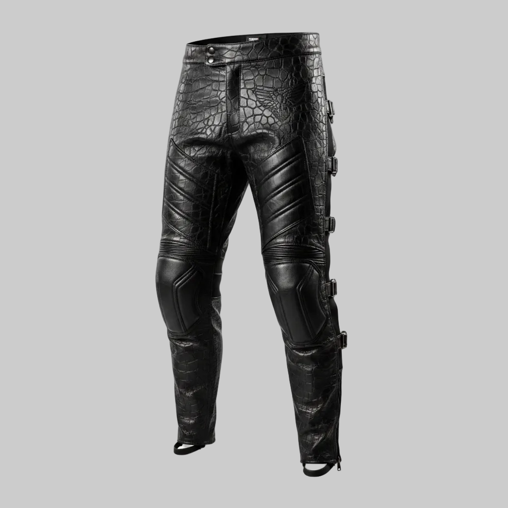 Premium Motorcycle Leather Riding Pants with Protective Padding