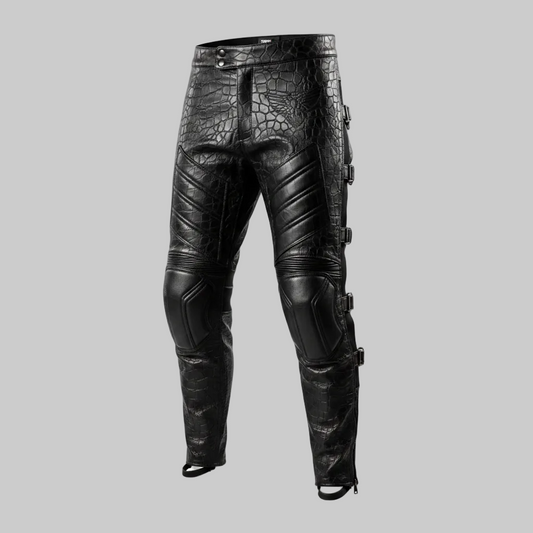 Premium Motorcycle Leather Riding Pants with Protective Padding