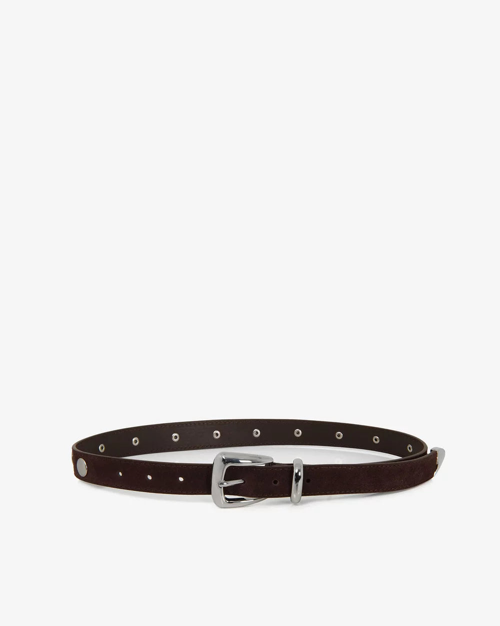 Western Suede Skinny Belt (with Eyelet Detailing)