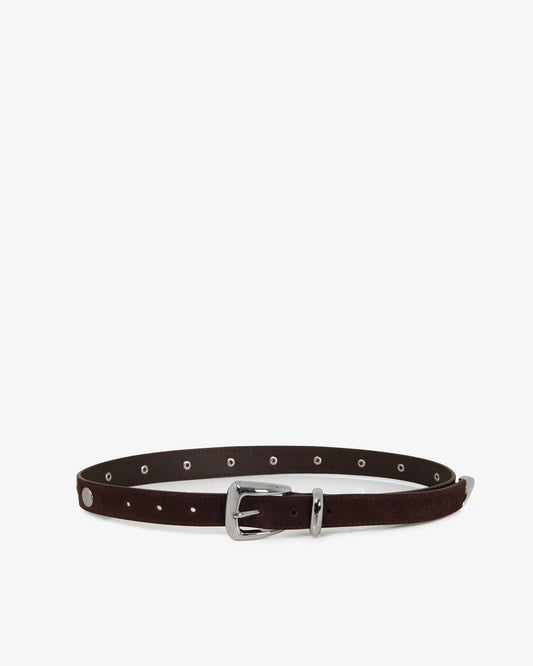 Western Suede Skinny Belt (with Eyelet Detailing)