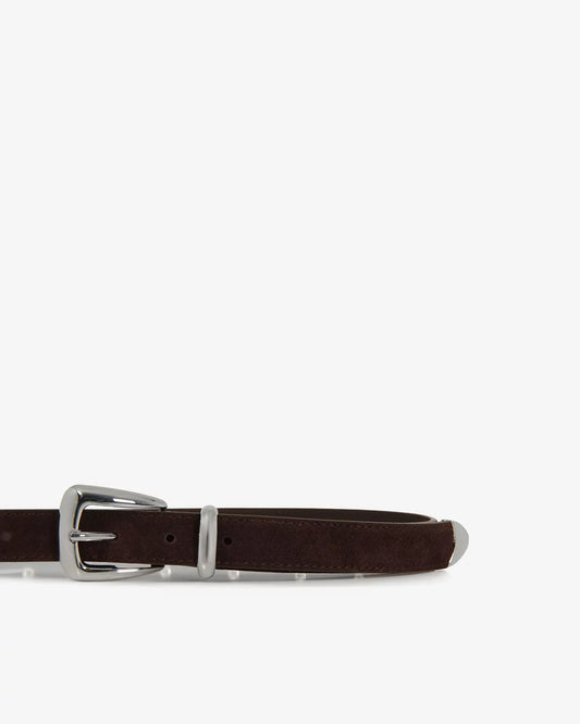 Western Suede Skinny Belt (with Eyelet Detailing)