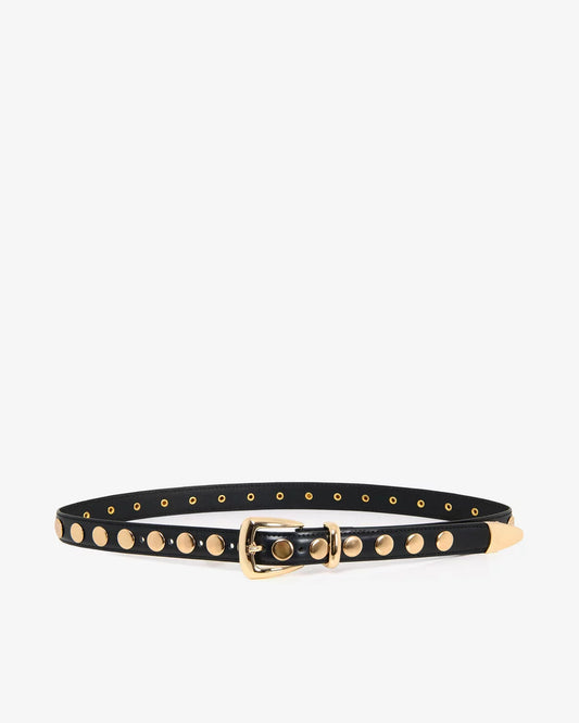 "Vanguard" Gold-Studded Leather Belt