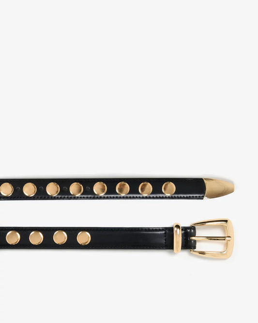"Vanguard" Gold-Studded Leather Belt