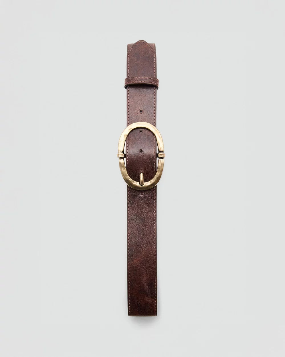 Vintage Oval Buckle Leather Belt (Antique Brass Edition)