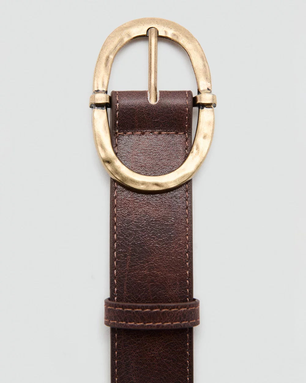Vintage Oval Buckle Leather Belt (Antique Brass Edition)