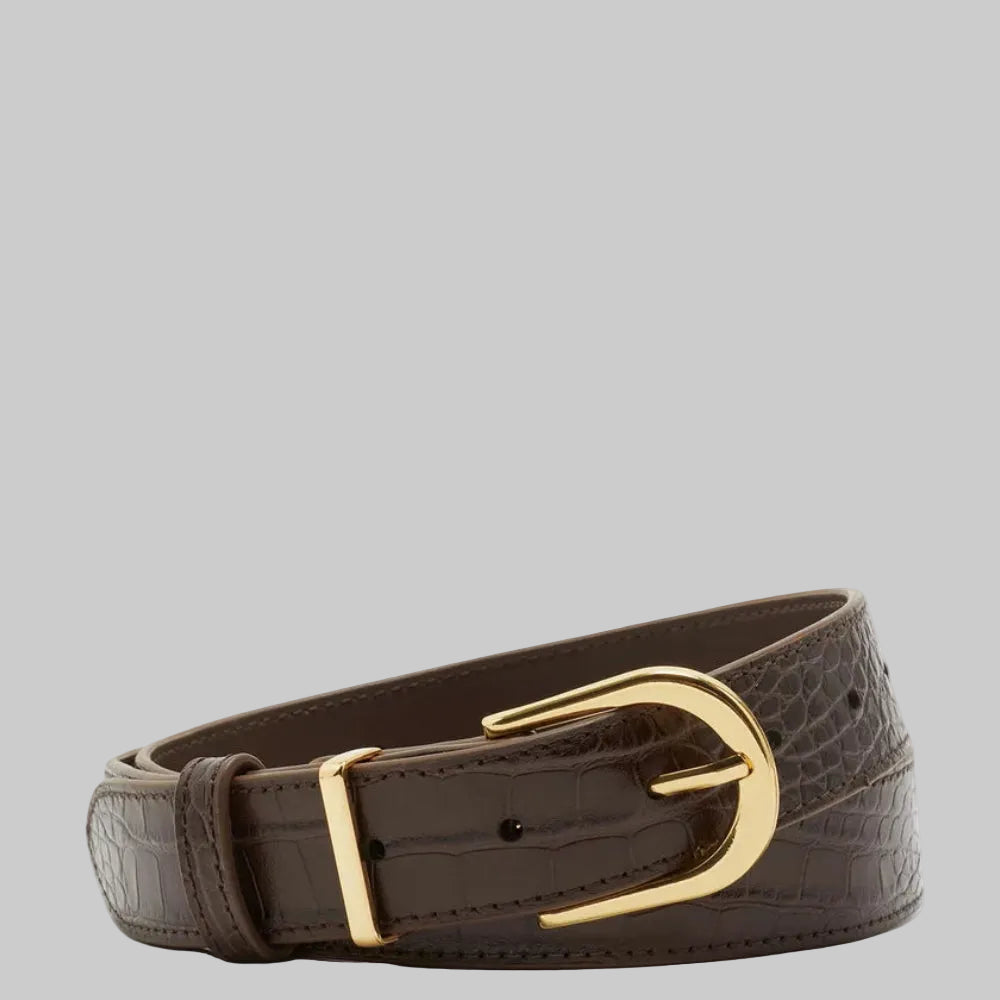 "Croc-Elite" Embossed Leather Belt