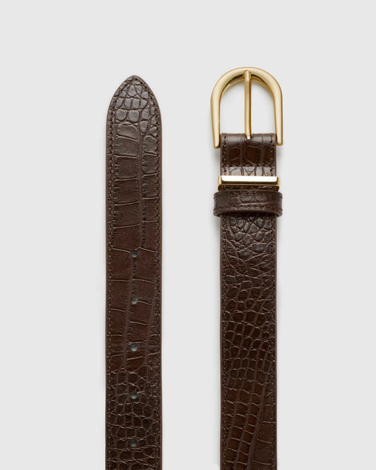 "Croc-Elite" Embossed Leather Belt