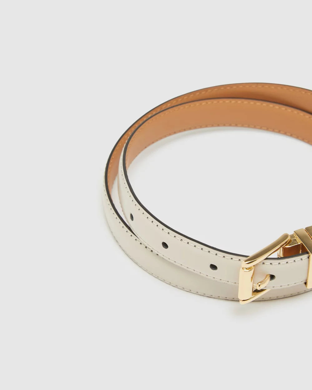 Classic Tan Leather Skinny Belt (Gold Hardware Edition)