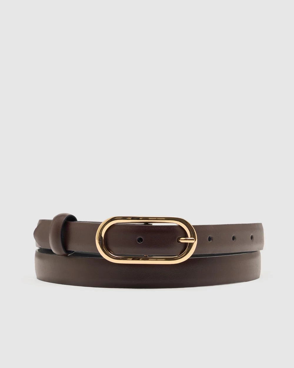 "Eclipse" Leather Dress Belt-Dark Chocolate