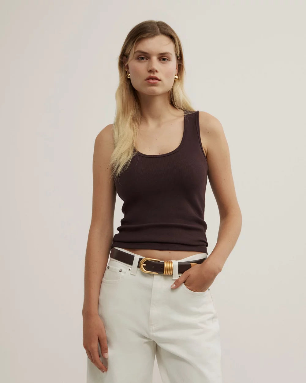 "Aurelian" Gold-Accent Leather Belt