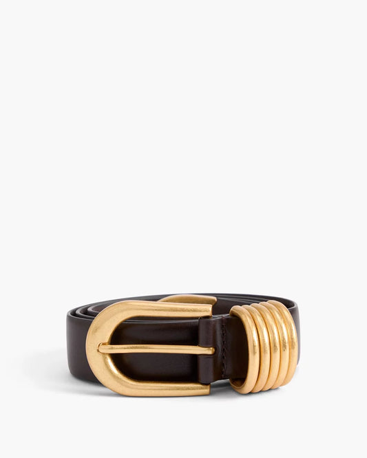 "Aurelian" Gold-Accent Leather Belt