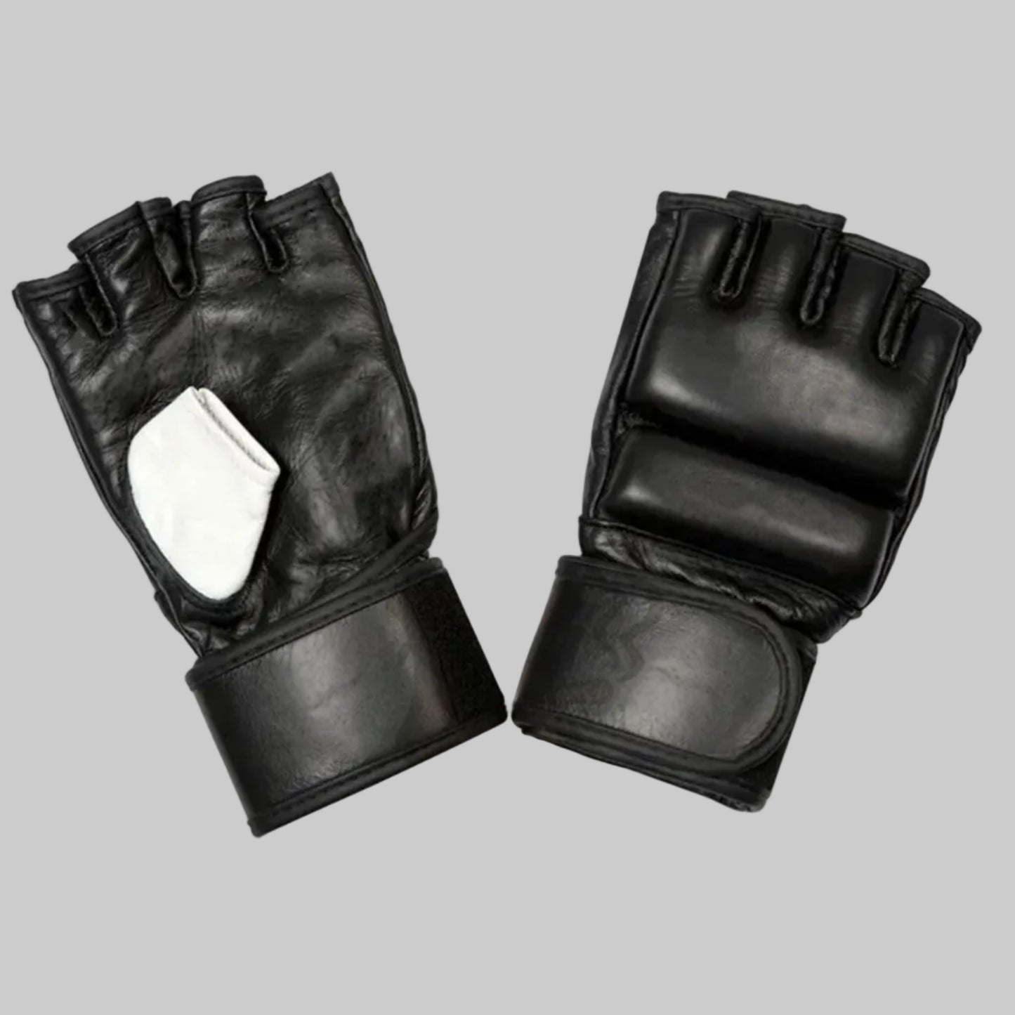 Pro-Series Black Leather MMA Grappling & Sparring Gloves