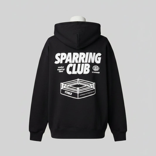 BOXRAW Sparring Club Oversized Fleece Hoodie (Washed Black / Charcoal Edition)