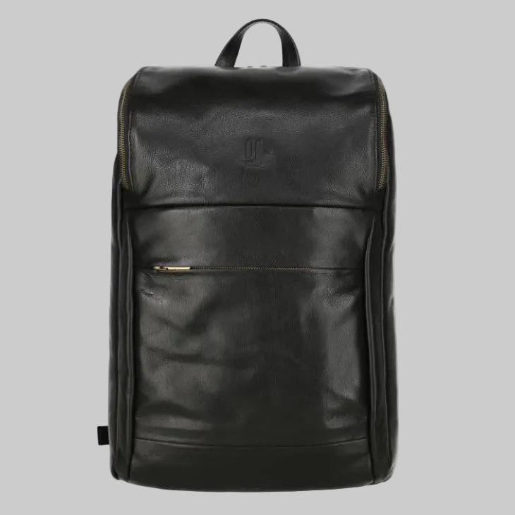 Urban Minimalist Roll-Over Leather Backpack (Stealth Black)