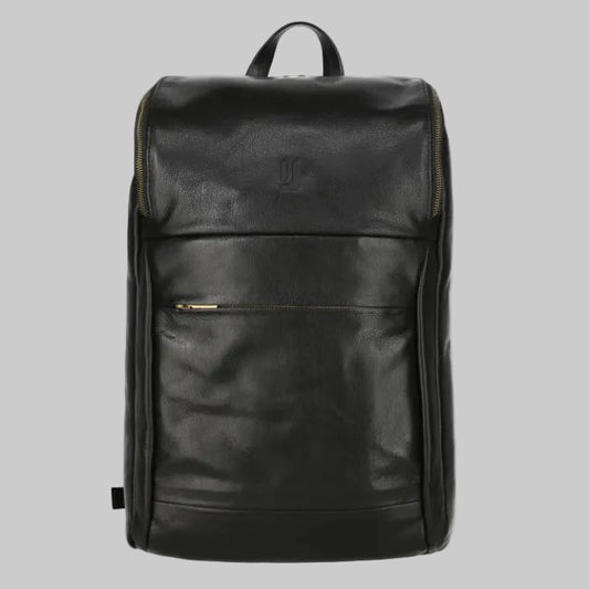 Urban Minimalist Roll-Over Leather Backpack (Stealth Black)