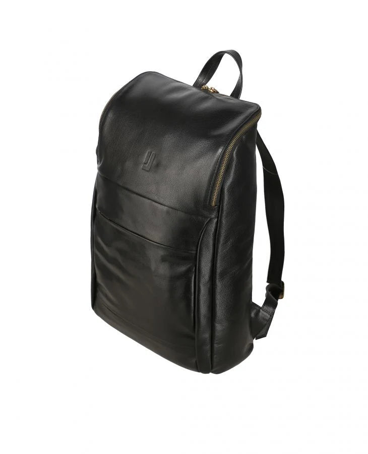 Urban Minimalist Roll-Over Leather Backpack (Stealth Black)