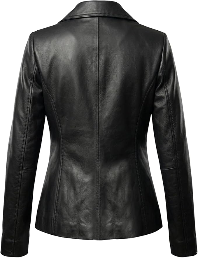 Women's Premium Black Leather Blazer Jacket