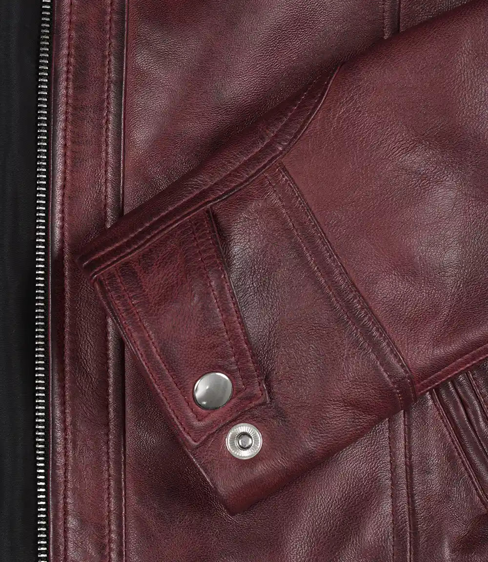 The "Maroon Essence" Quilted Biker Jacket.