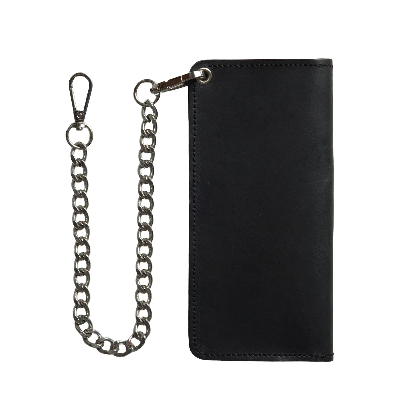 Classic Genuine Leather Long Trucker Biker Wallet with Anti-Theft Metal Chain (Onyx Black Edition).