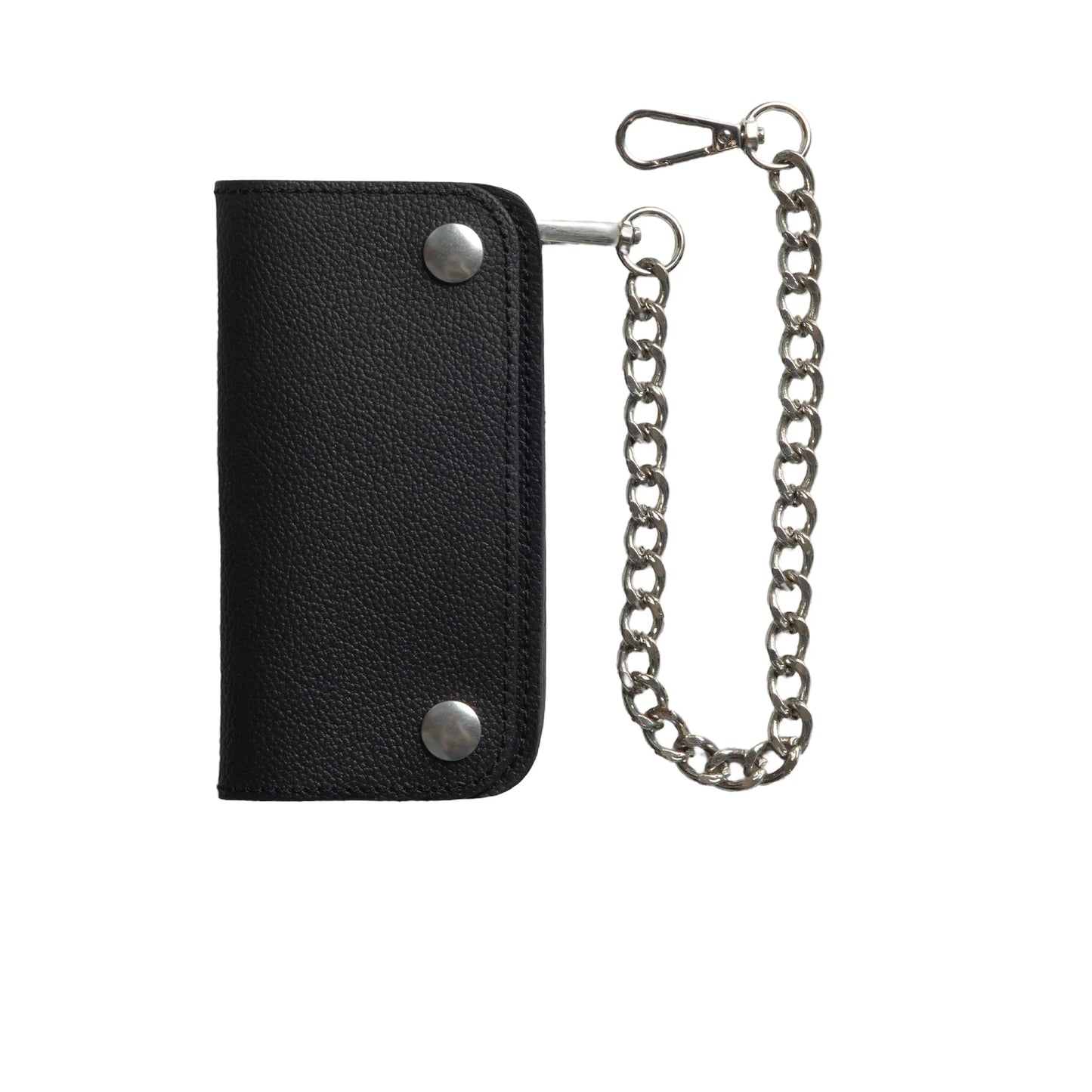Classic Genuine Leather Long Trucker Biker Wallet with Anti-Theft Metal Chain (Onyx Black Edition).