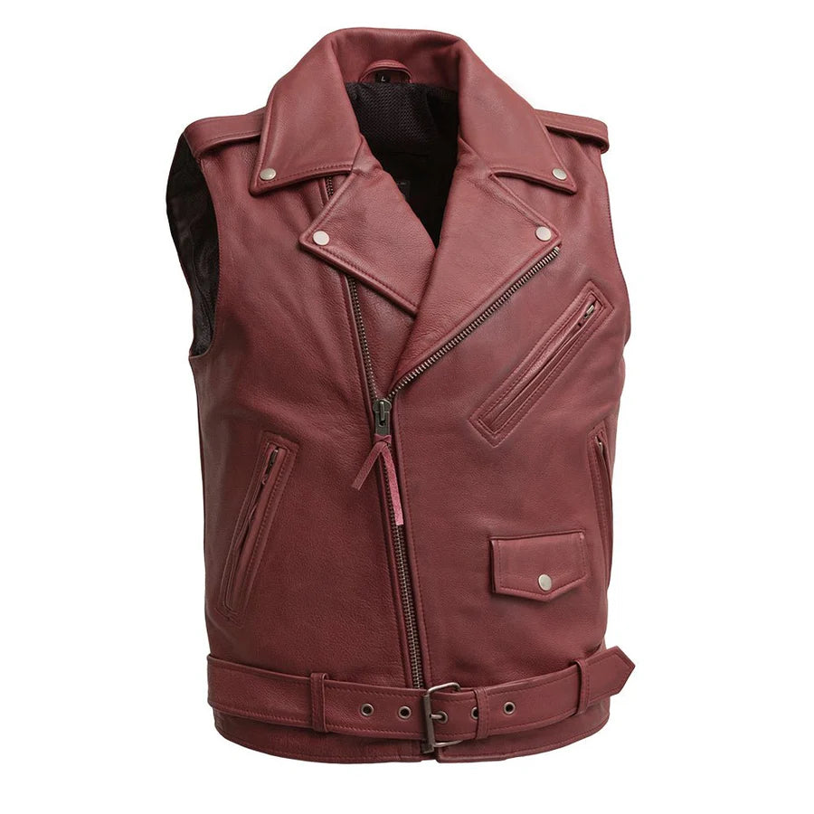 "The Roller" Men's Leather Motorcycle Vest