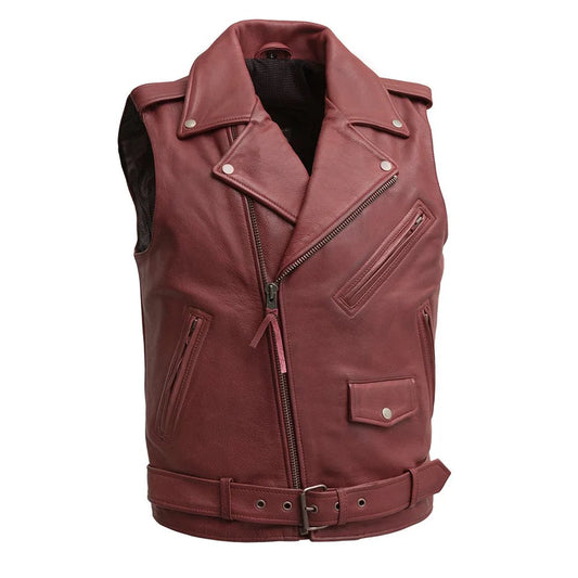 "The Roller" Men's Leather Motorcycle Vest