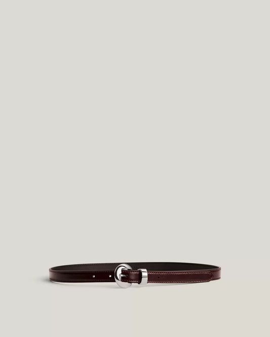 " Curved Buckle Leather Belt