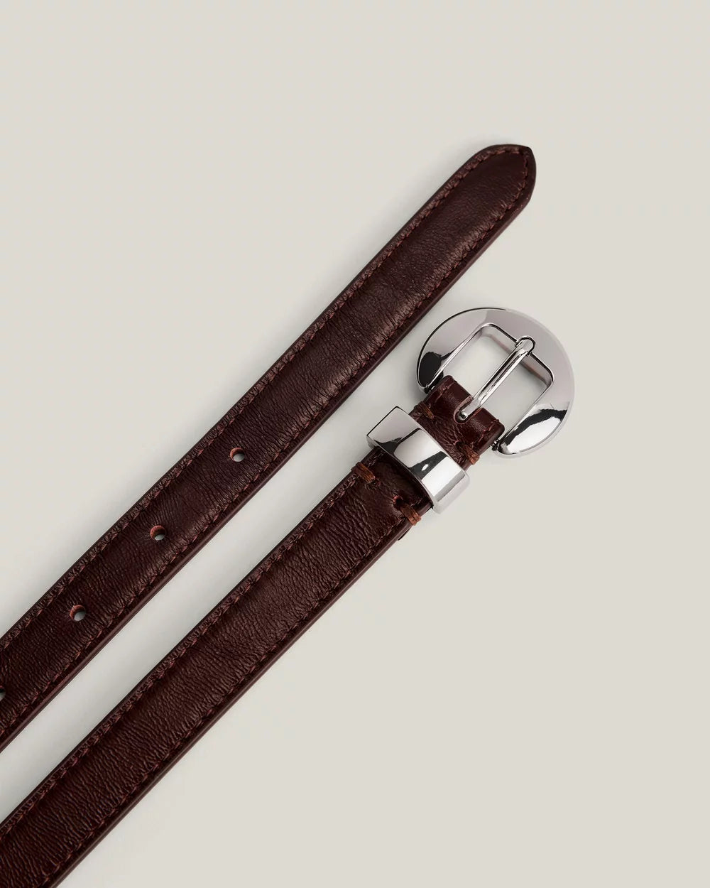 " Curved Buckle Leather Belt