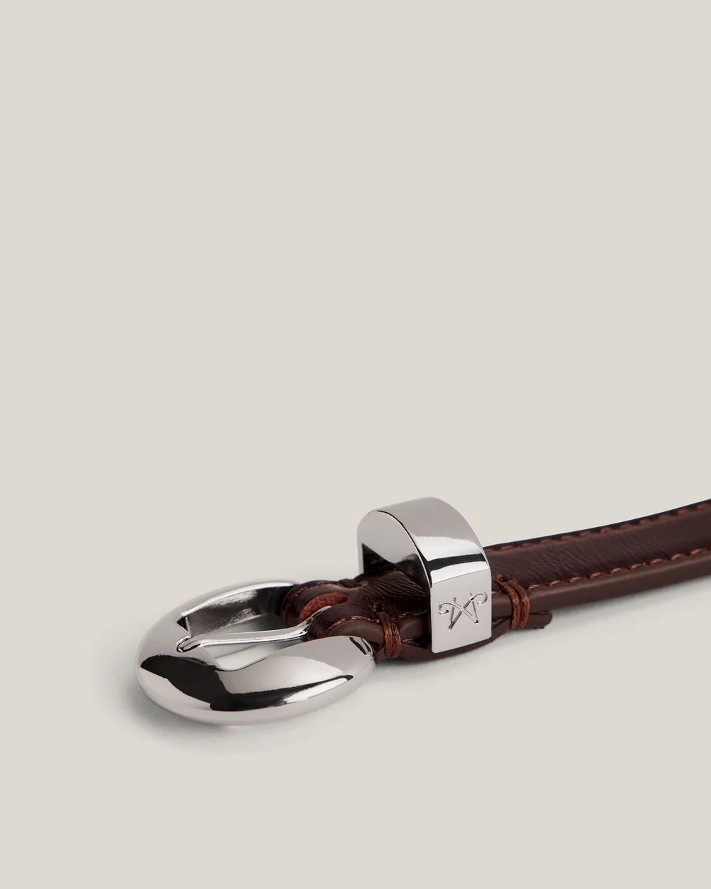 " Curved Buckle Leather Belt