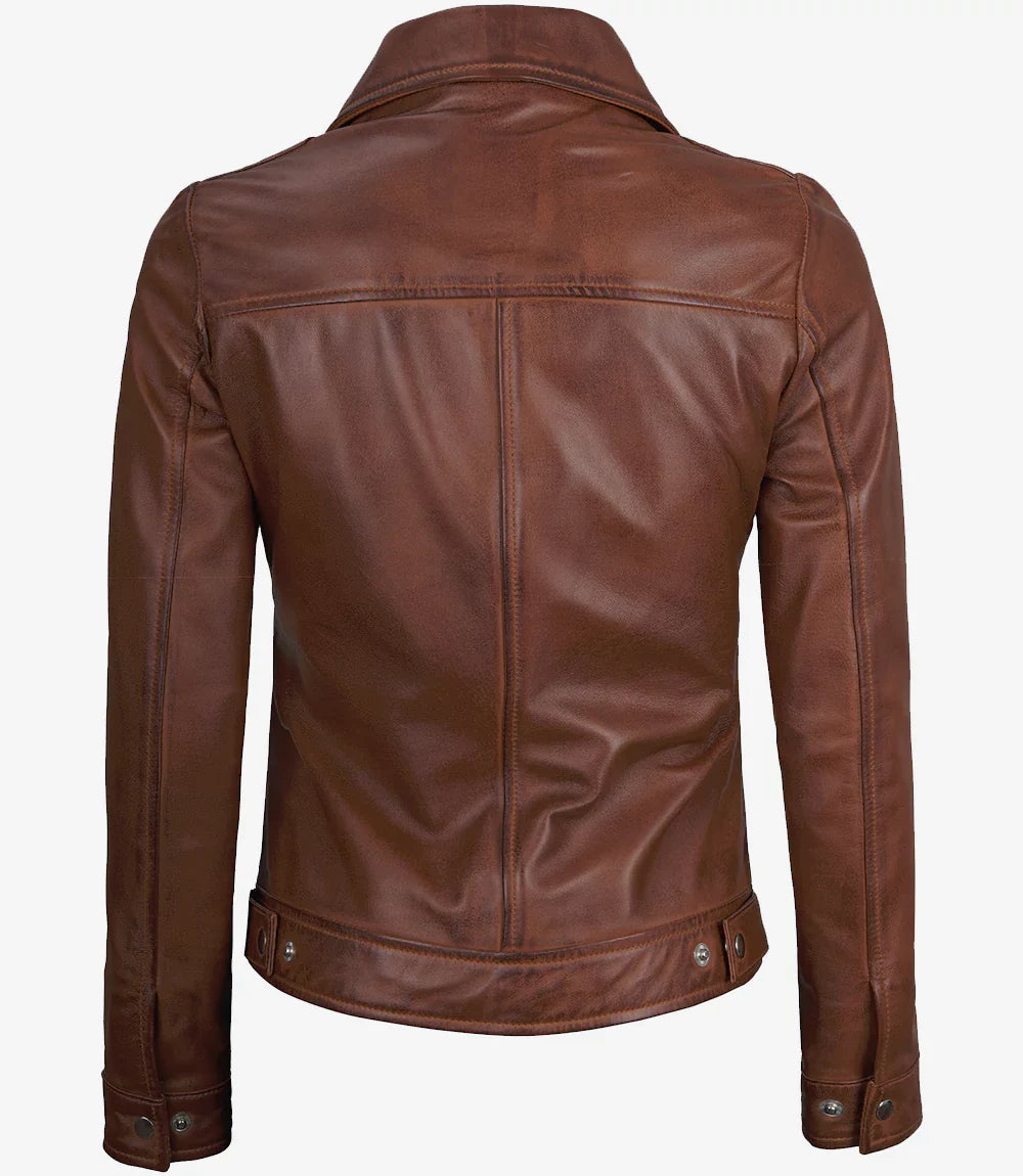 Vintage Brown Slim Fit Leather Jacket