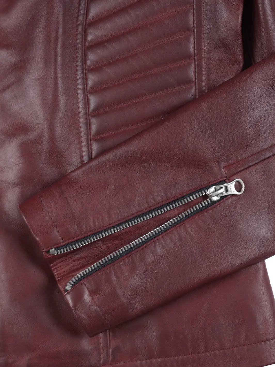The "Racer-X" Women's Quilted Biker Jacket Deep Maroon
